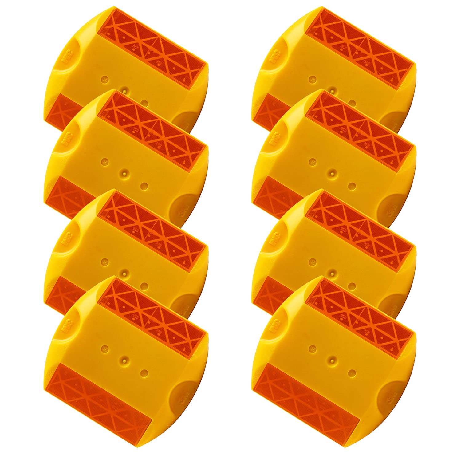 LADWA 3M 10 Pieces Yellow Road Studs/Reflectors (10cm x 9cm), Great Reflecting for Speed Bumps, Sidewalks, Pedestrian Crossings, Freeways & Driveways (Yellow)