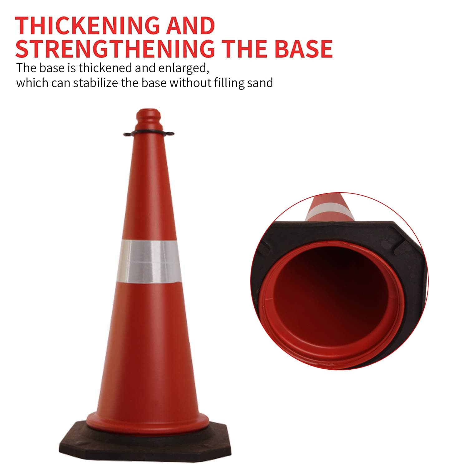 LADWA 4 Pcs 750mm Traffic Safety Cones – Impact Resistant with Reflective Strips, Bright Orange, Stackable Road Cones for Parking, Construction & Emergency Use view 4