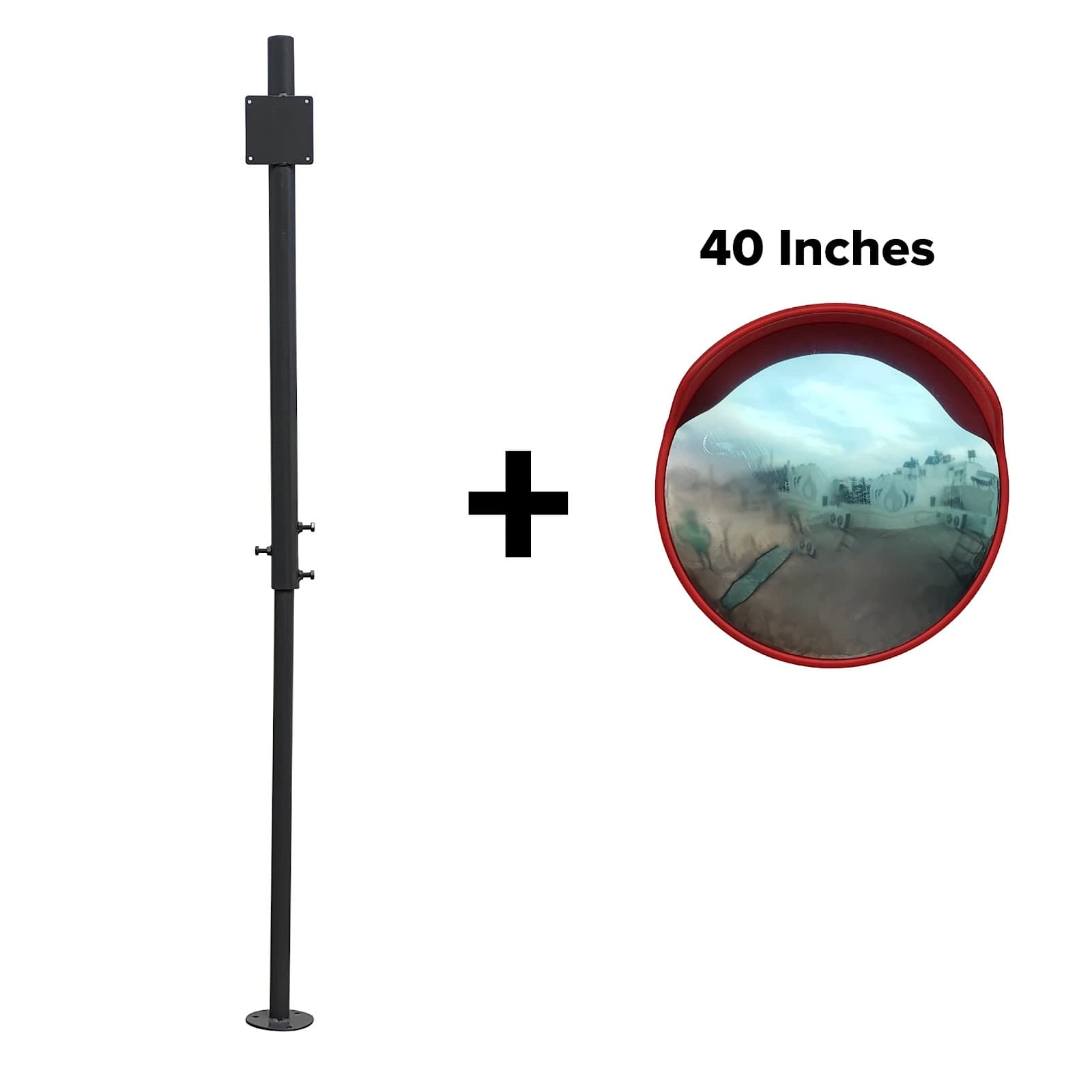 Ladwa Height Adjustable Grouting (Anchor Bolting) Grey Pole 3Inch With 40 Inch Convex Mirror (One Pole & One 40 Inch Mirror) view 2