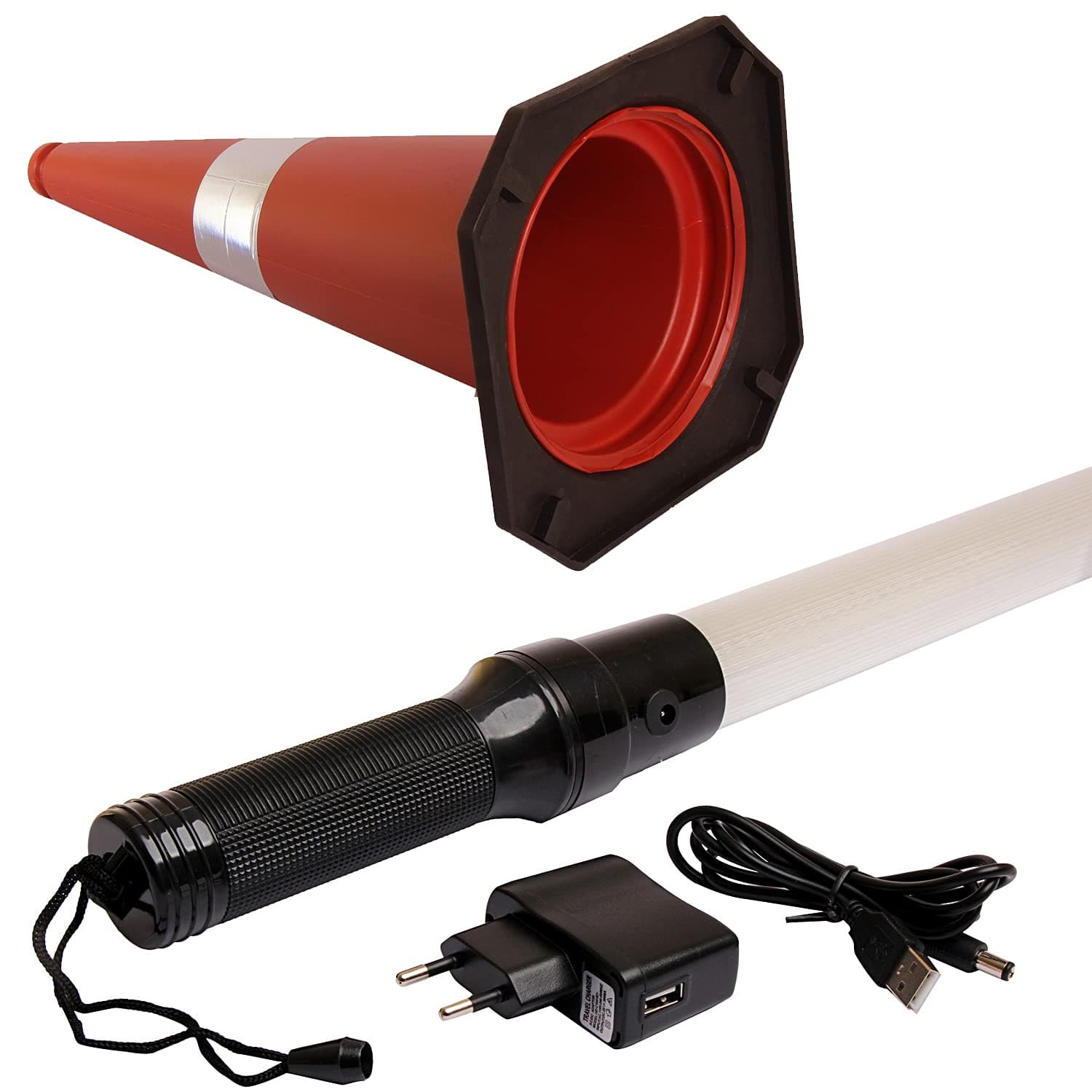 LADWA Traffic Safety Cone and Rechargeable Traffic Safety Light Stick Baton Blinking Option with 3 Flashing Modes (Lenght - 20 Inch) (1 X Traffic Safety Cone + 1 X Baton) view 4