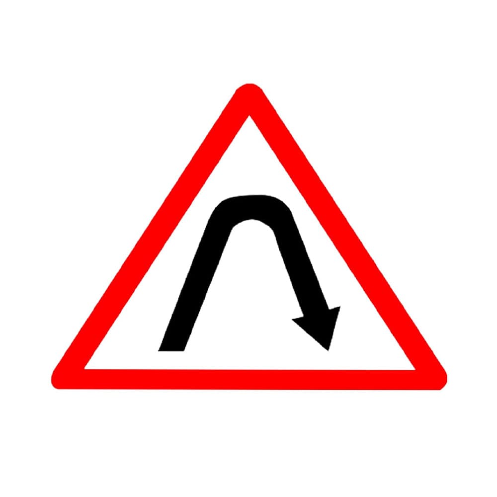 LADWA Triangle Signage 600mm - Right Hair Pin Bend