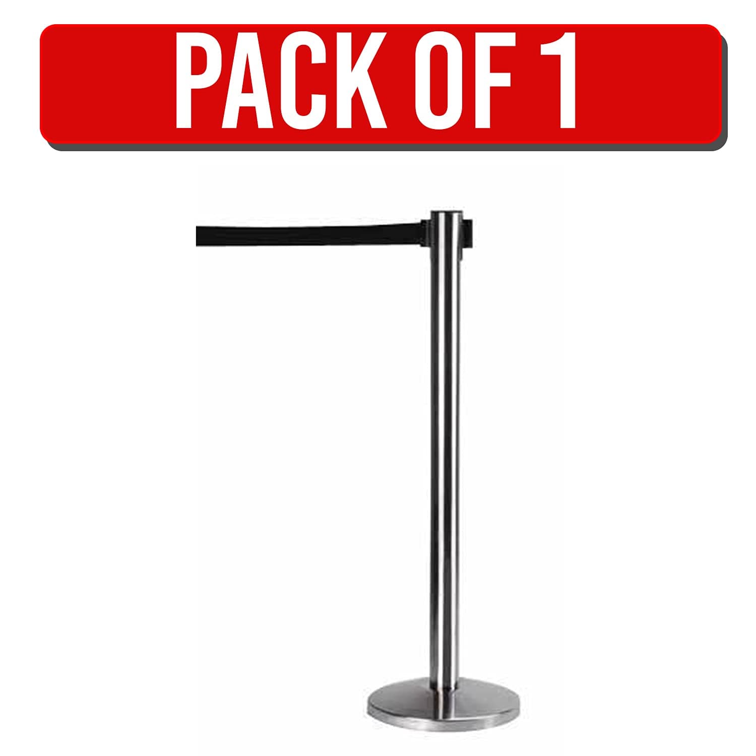 LADWA Set of 1 Q Please (Q Manager), 202 Grade Extendable 2.25 mtr Hook Type Stanchions Barrier Accessories Steel Barricade, Black Que Manager view 4