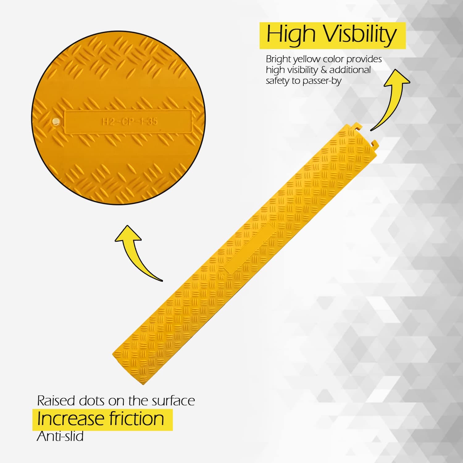 Ladwa Heavy Duty Rubber Cable Protector Bump/Hump Speed Breaker Heavy Duty Hose Cable Track Protector Protective Cover Wires Concealer Floor Cord Cover Cord Protector Yellow Smal (l Packof - 7) view 4
