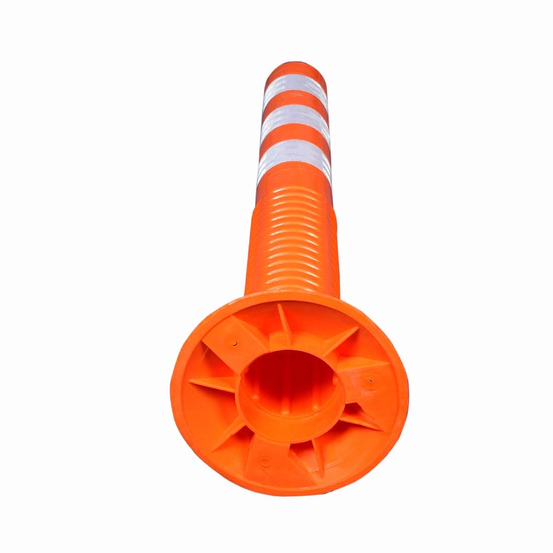 Ladwa Flexible Plastic Spring Post Barrier (Pack of 1) High Grade Elastomeric Polymer Material With 3 White Reflective Tapes Easy To Install Safety T-Top Bollard Barrier Parking Block (Orange) view 3