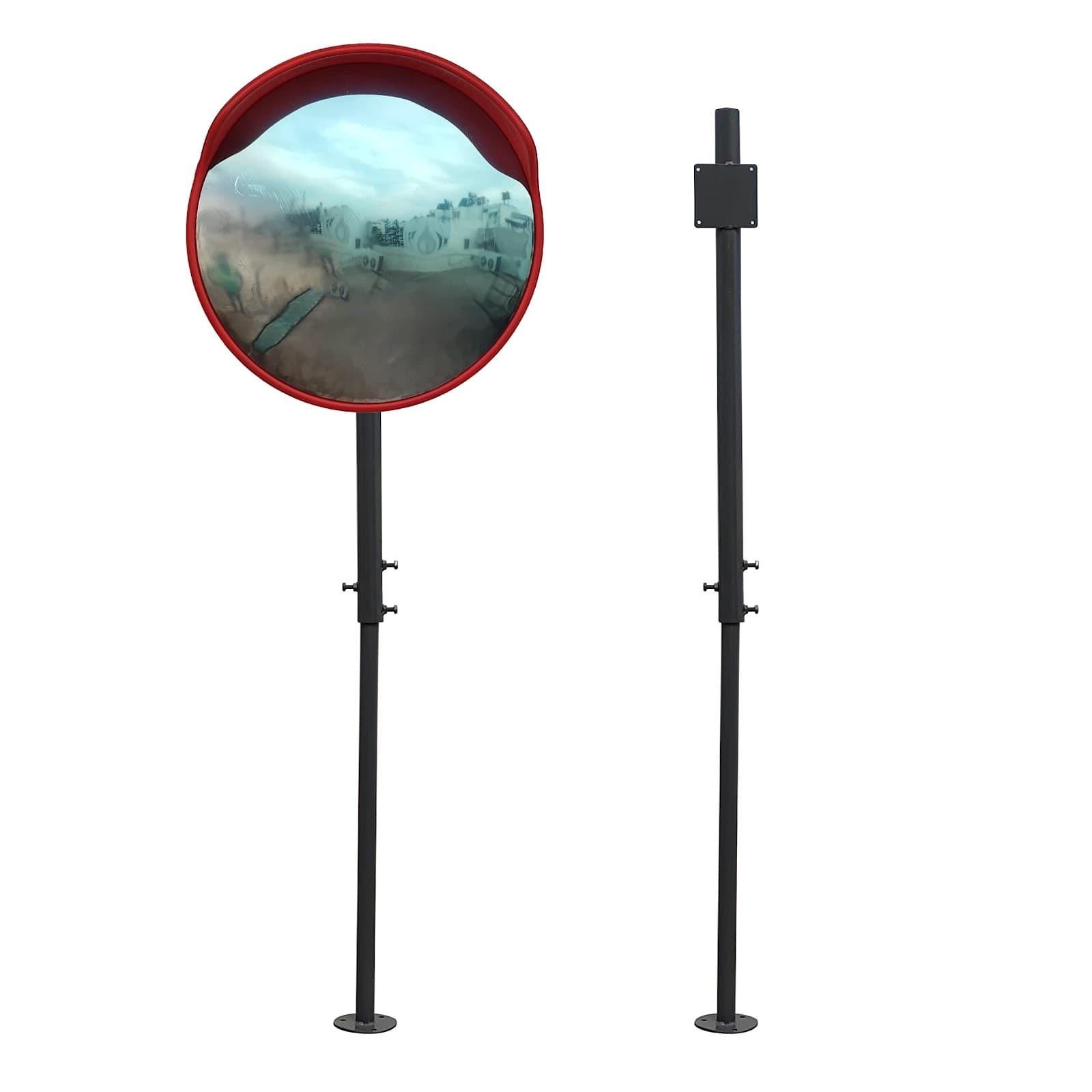 Ladwa Height Adjustable Grouting (Anchor Bolting) Grey Pole 3Inch With 40 Inch Convex Mirror (One Pole & One 40 Inch Mirror)