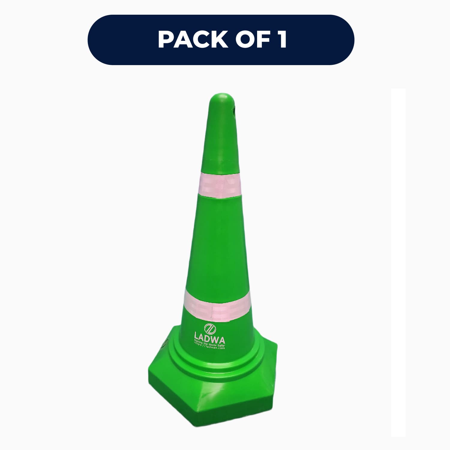 LADWA Safety Cones - Round Top-Hexa Base -Green-4.0 Kg 750mm
(Pack -1)