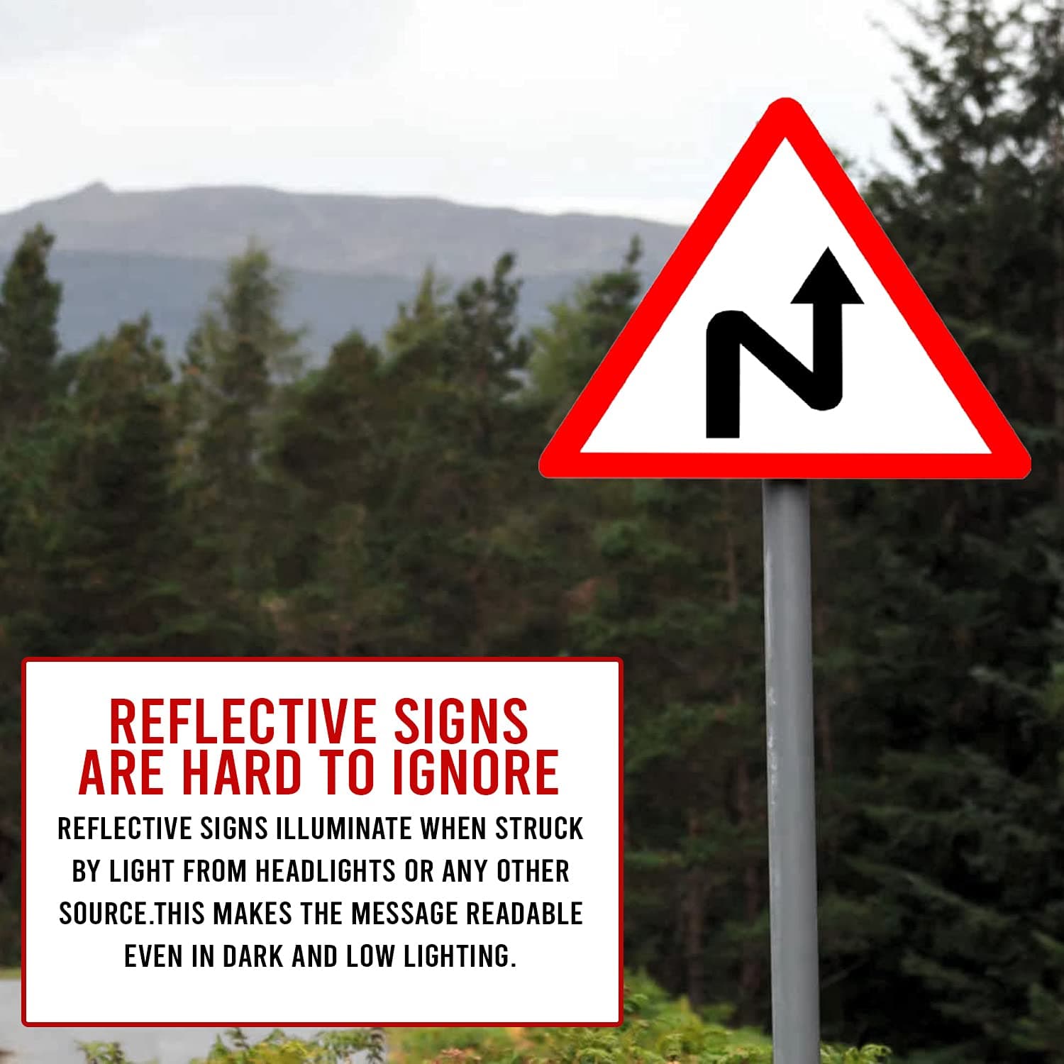 LADWA Triangle Signage 600mm - Right Reverse Bend view 5