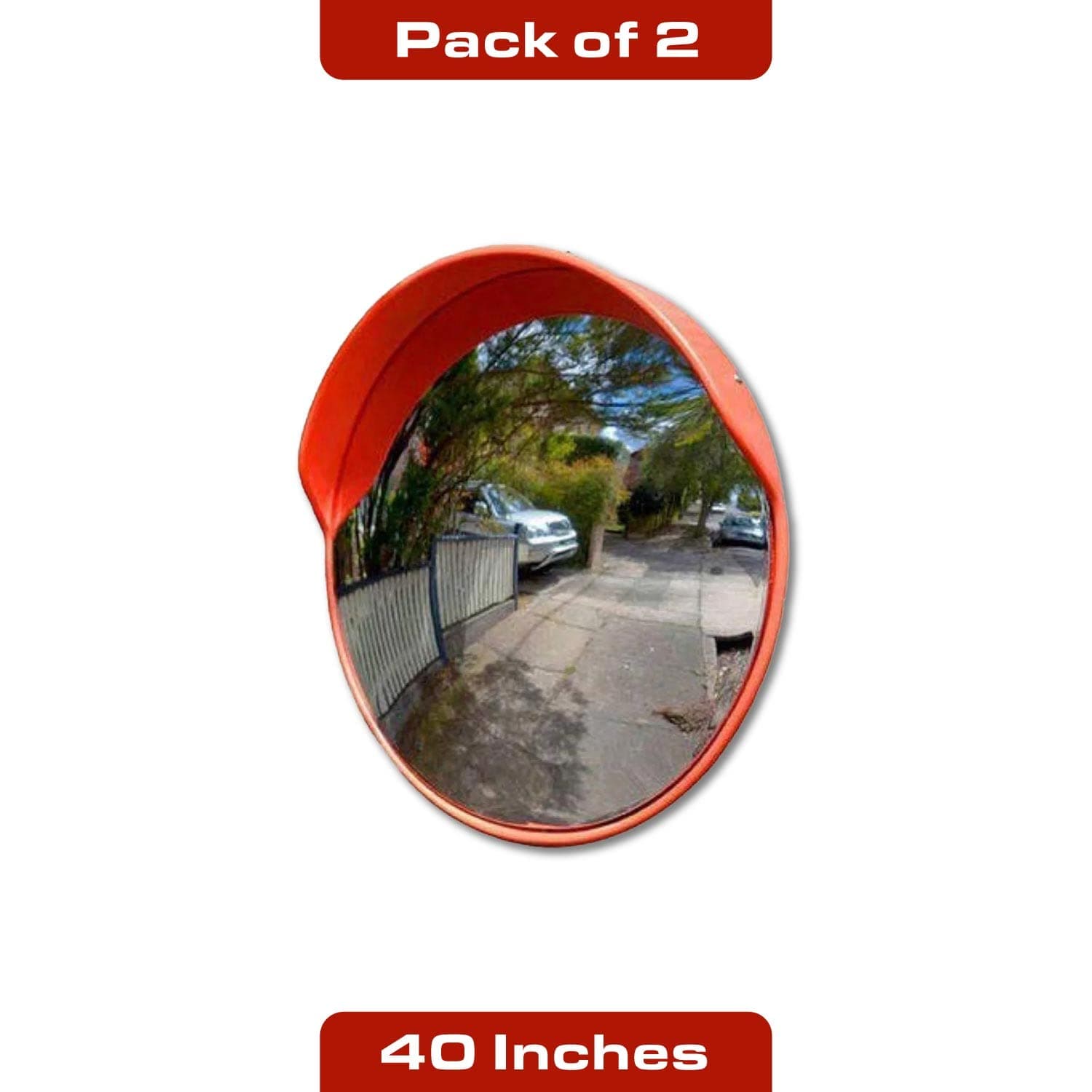 LADWA Parking Safety Convex Mirror with Adjustable Fixing Bracket (Orange, Diameter 40 Inches / 100 CM) P2 view 2