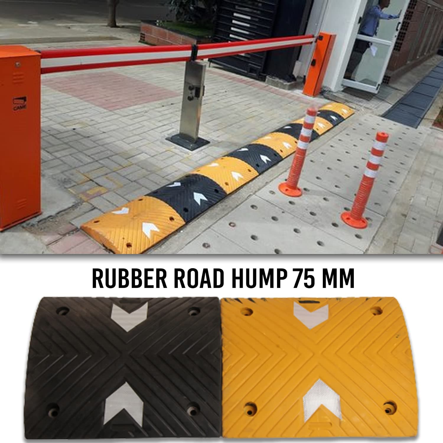 LADWA 75mm 5 meter Durable Rubber Un-Breakable Speed Breaker/Road Hump For Road Safety - (Yellow & Black) view 3
