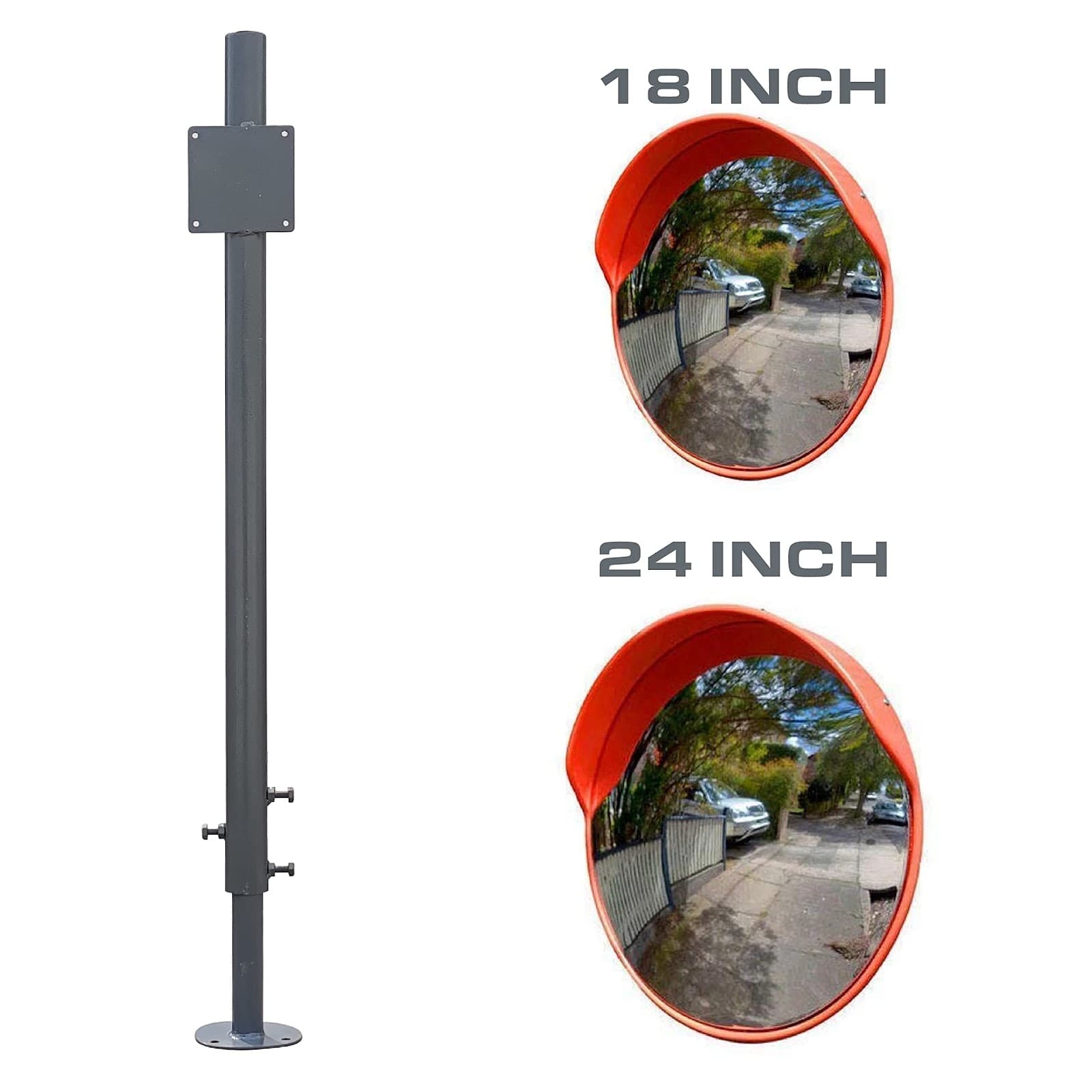 Ladwa Height Adjustable Grouting (Anchor Bolting) Grey Pole For Safety 18Inch, 24Inch Convex Mirror & Road/Other Signboards view 2