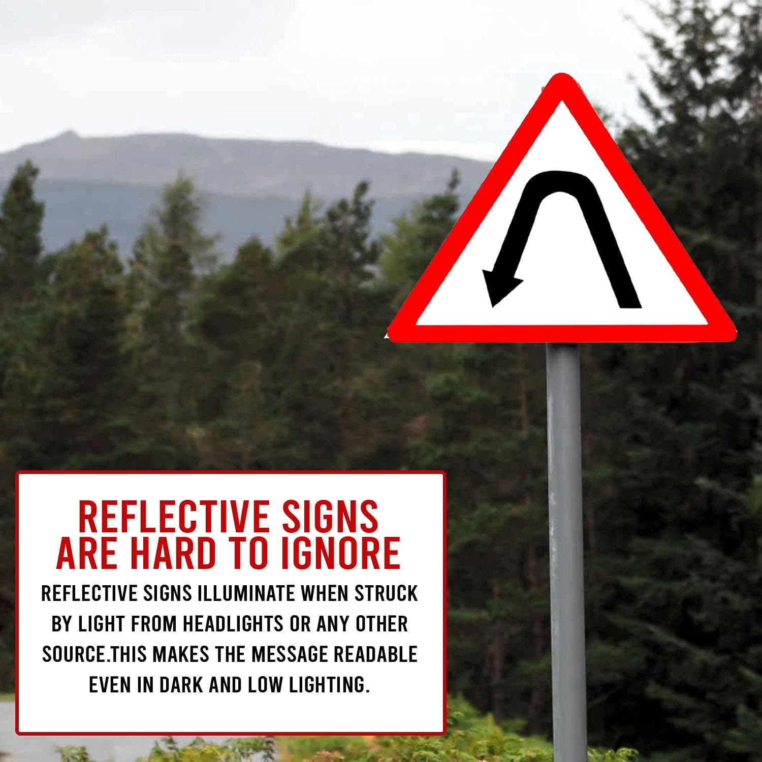 LADWA Triangle Signage 600mm - Left Hair Pin Bend view 5