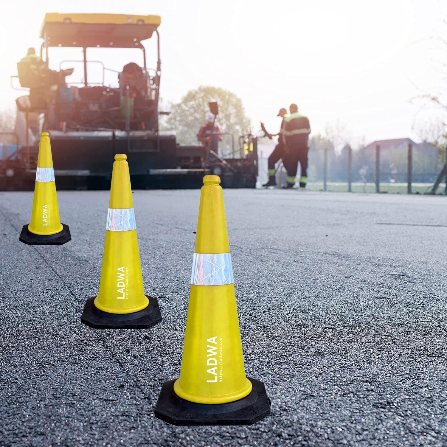LADWA 750mm Combo of Impact Resistant Road 1 Traffic Safety Yellow Cones + 1 mtr chain + 1 Hooks. view 2