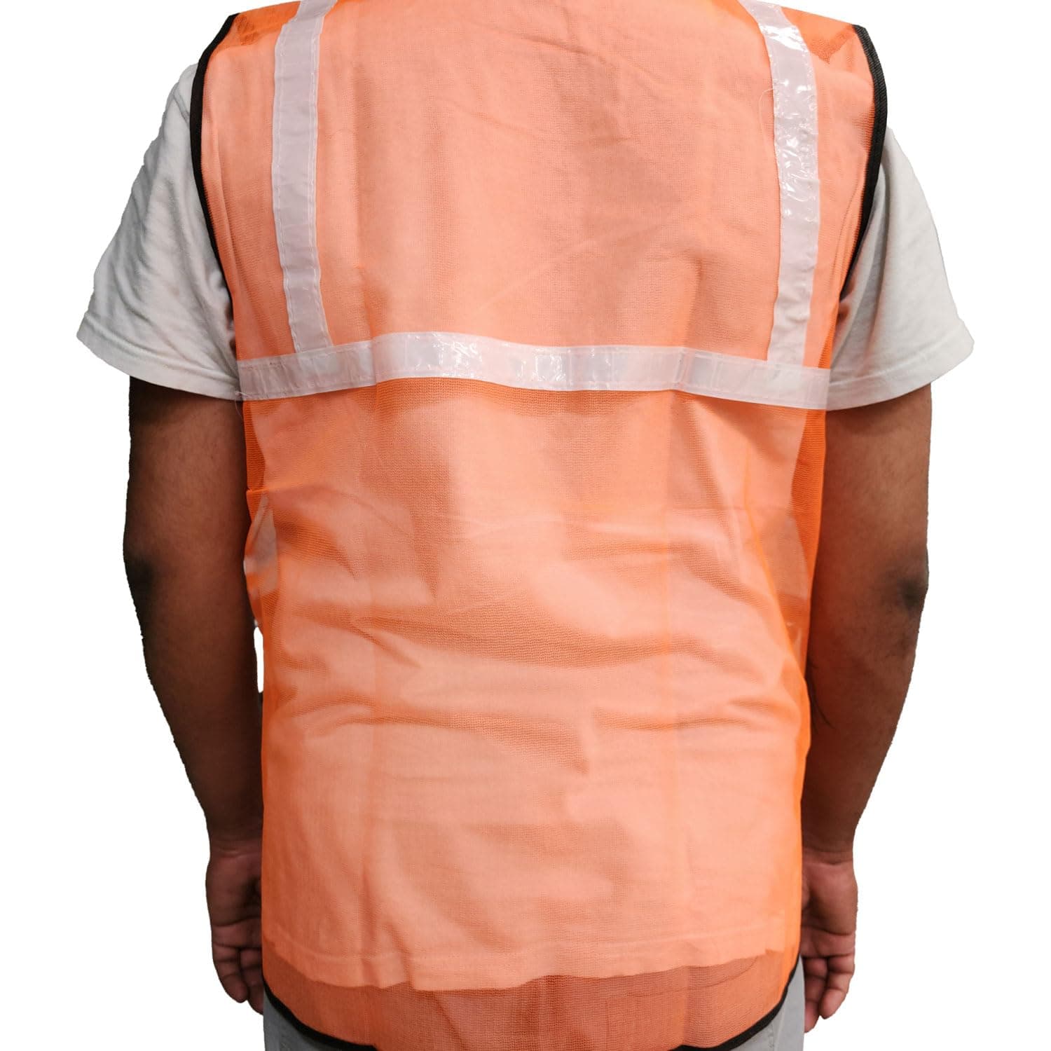 LADWA Reflective Orange Safety Jacket with 2 Pockets Pack of 1 - High Visibility ANSI Class 2 Reflective Gear | Construction Workwear, Night Running, Cycling view 5