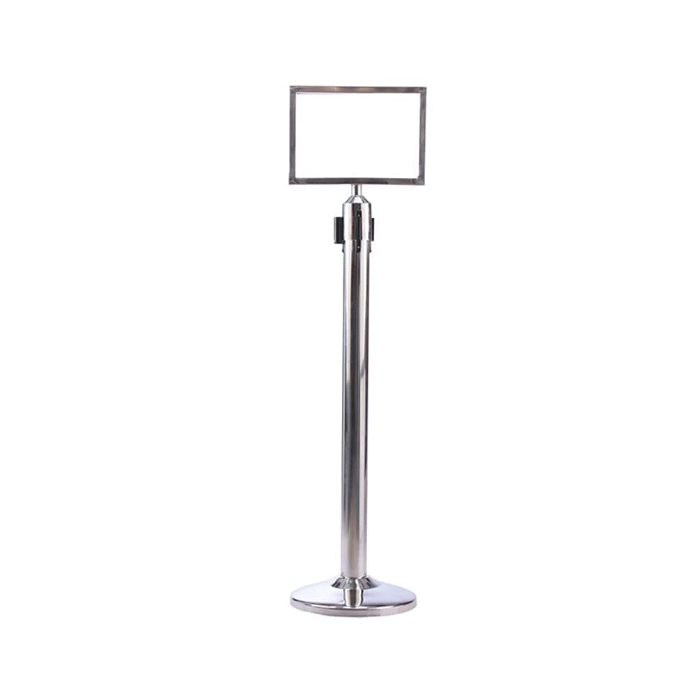 LADWA Set of 2 Q Please (Q Manager), 202 Grade Extendable 2.25 mtr Hook Type Stanchions Barrier Accessories Steel Barricade, Que Manager with A3 Sign Plate - Blue Tape view 2