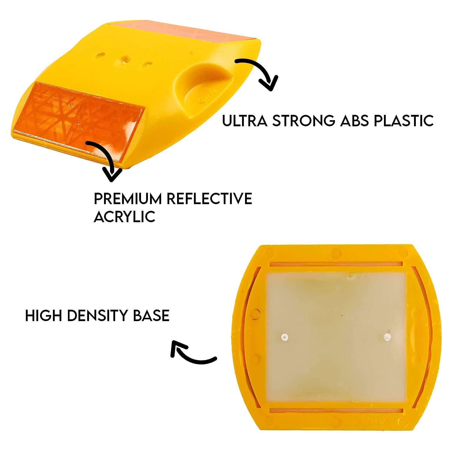 LADWA 3M 10 Pieces Yellow Road Studs/Reflectors (10cm x 9cm), Great Reflecting for Speed Bumps, Sidewalks, Pedestrian Crossings, Freeways & Driveways (Yellow) view 3