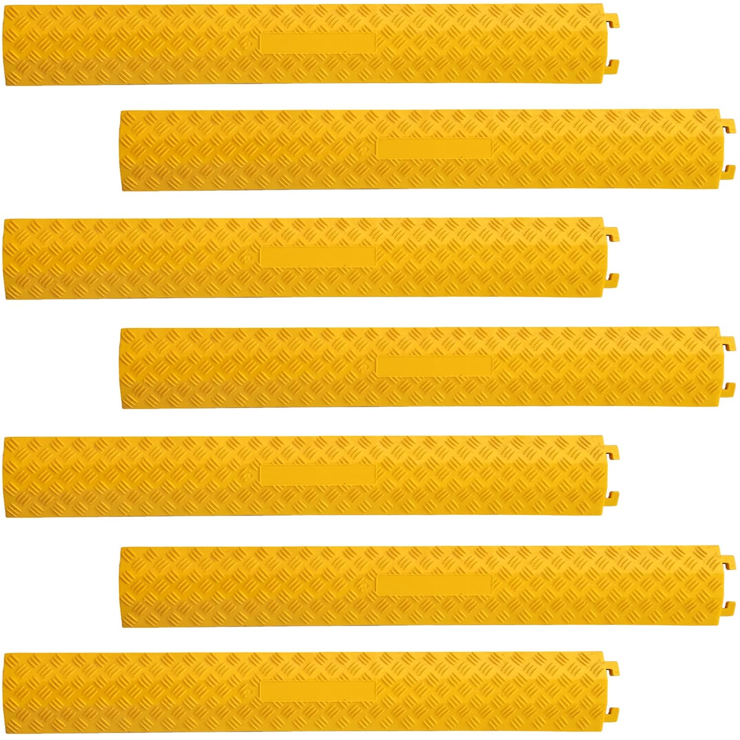 Ladwa Heavy Duty Rubber Cable Protector Bump/Hump Speed Breaker Heavy Duty Hose Cable Track Protector Protective Cover Wires Concealer Floor Cord Cover Cord Protector Yellow Smal (l Packof - 7)