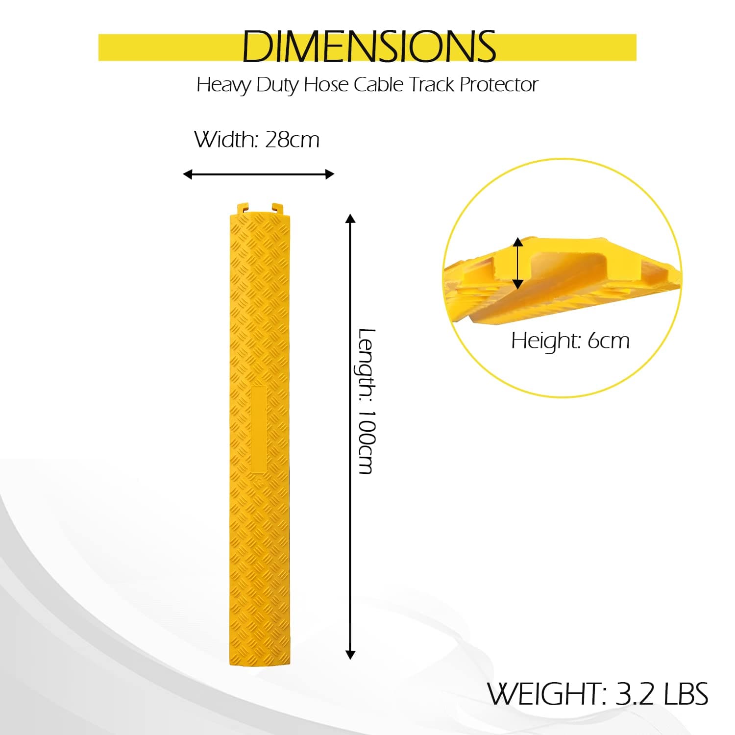 Ladwa Heavy Duty Rubber Cable Protector Bump/Hump Speed Breaker Heavy Duty Hose Cable Track Protector Protective Cover Wires Concealer Floor Cord Cover Cord Protector Yellow Smal (l Packof - 7) view 2