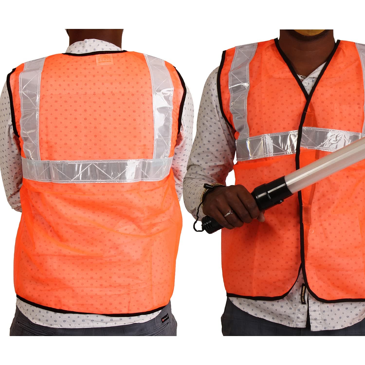 LADWA Combo 3 Pcs of Orange Reflecting Jacket, Traffic Safety Cone and Traffic Safety Light Stick Baton with 3 Flashing Modes - (1 X Reflective Jacket + 1 X Baton + 1 X Traffic Safety Cone) view 3