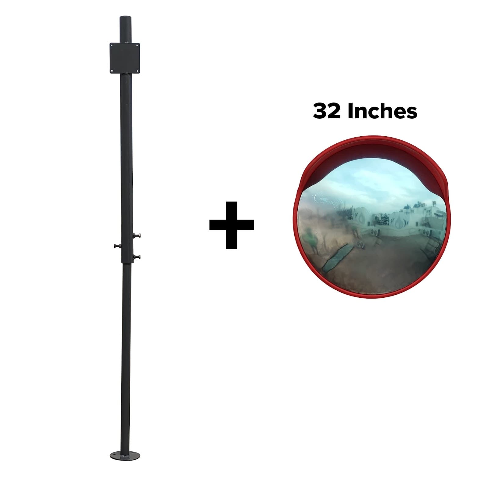 Ladwa Height Adjustable Grouting (Anchor Bolting) Grey Pole 3Inch With 32 Inch Convex Mirror (One Pole & One 32 Inch Mirror) view 2