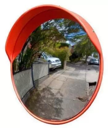 LADWA Parking Safety Convex Mirror with Adjustable Fixing Bracket (Orange, Diameter 18 Inches / 45 CM) Pack of 1.
