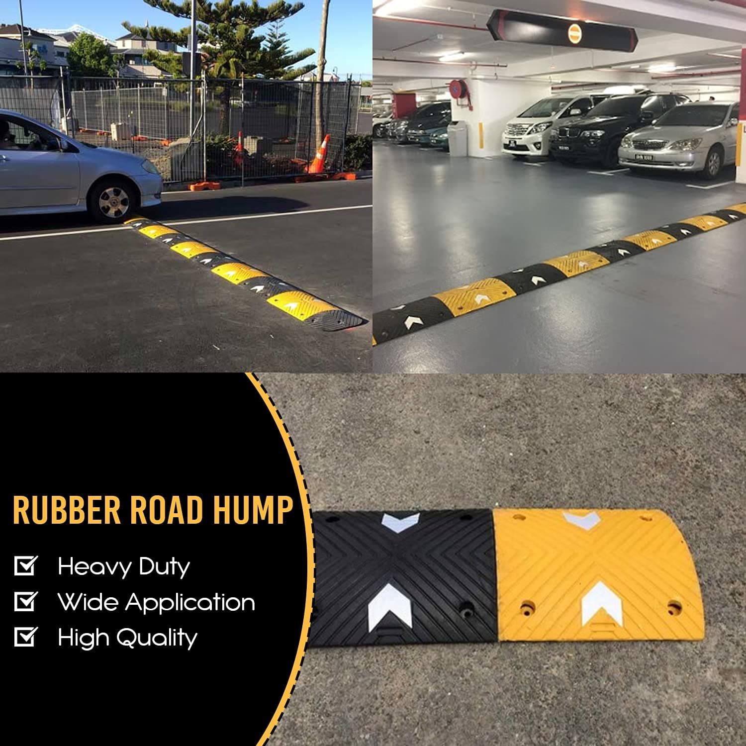 LADWA 75mm 5 meter Durable Rubber Un-Breakable Speed Breaker/Road Hump For Road Safety - (Yellow & Black) view 4