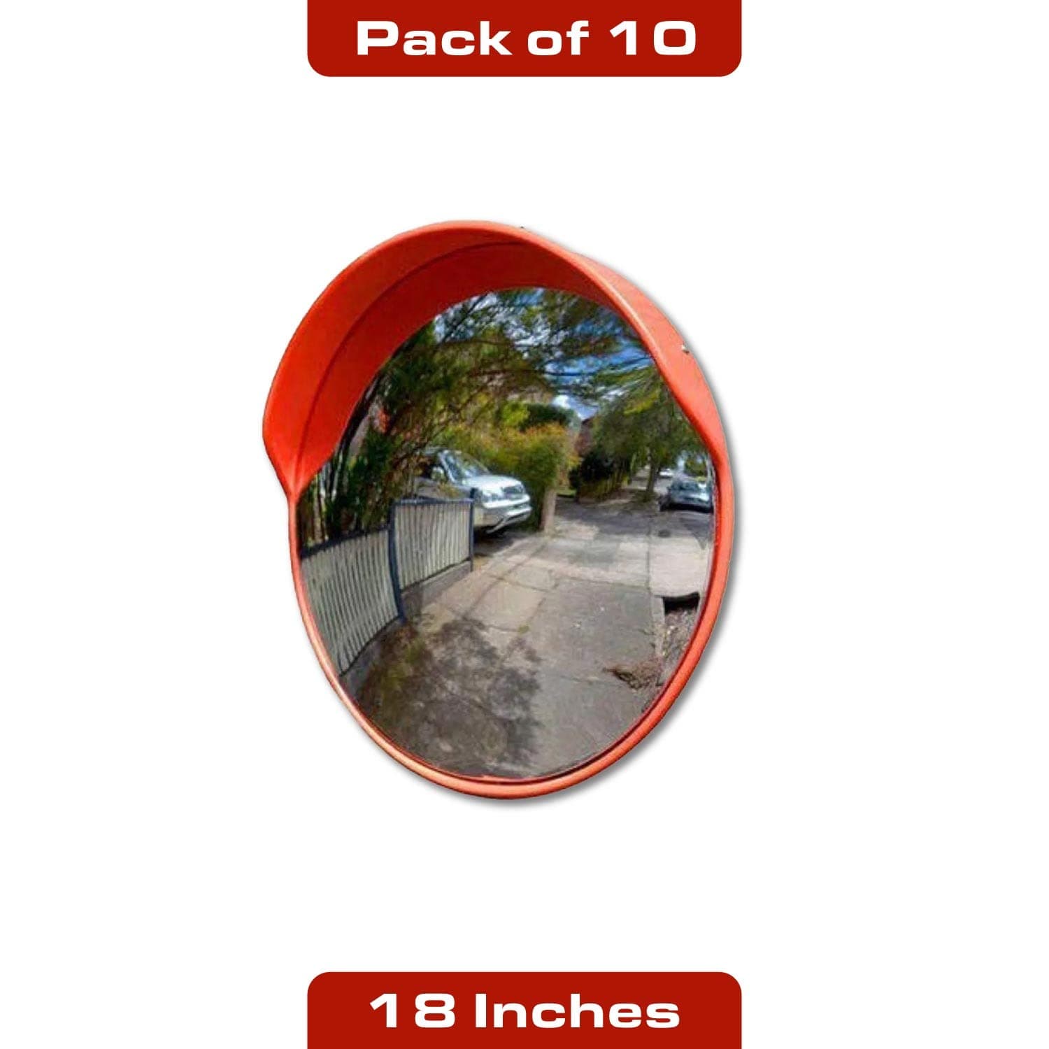 LADWA Parking Safety Convex Mirror with Adjustable Fixing Bracket (Orange, Diameter 18 Inches / 45 CM) Pack of 10 view 2