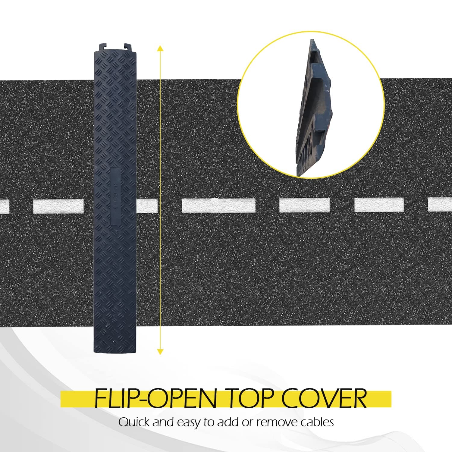 Ladwa Heavy Duty Rubber Cable Protector Bump/Hump Speed Breaker Heavy Duty Hose Cable Track Protector Protective Cover Wires Concealer Floor Cord Cover Cord Protector Black Small (Pack of - 4) view 3