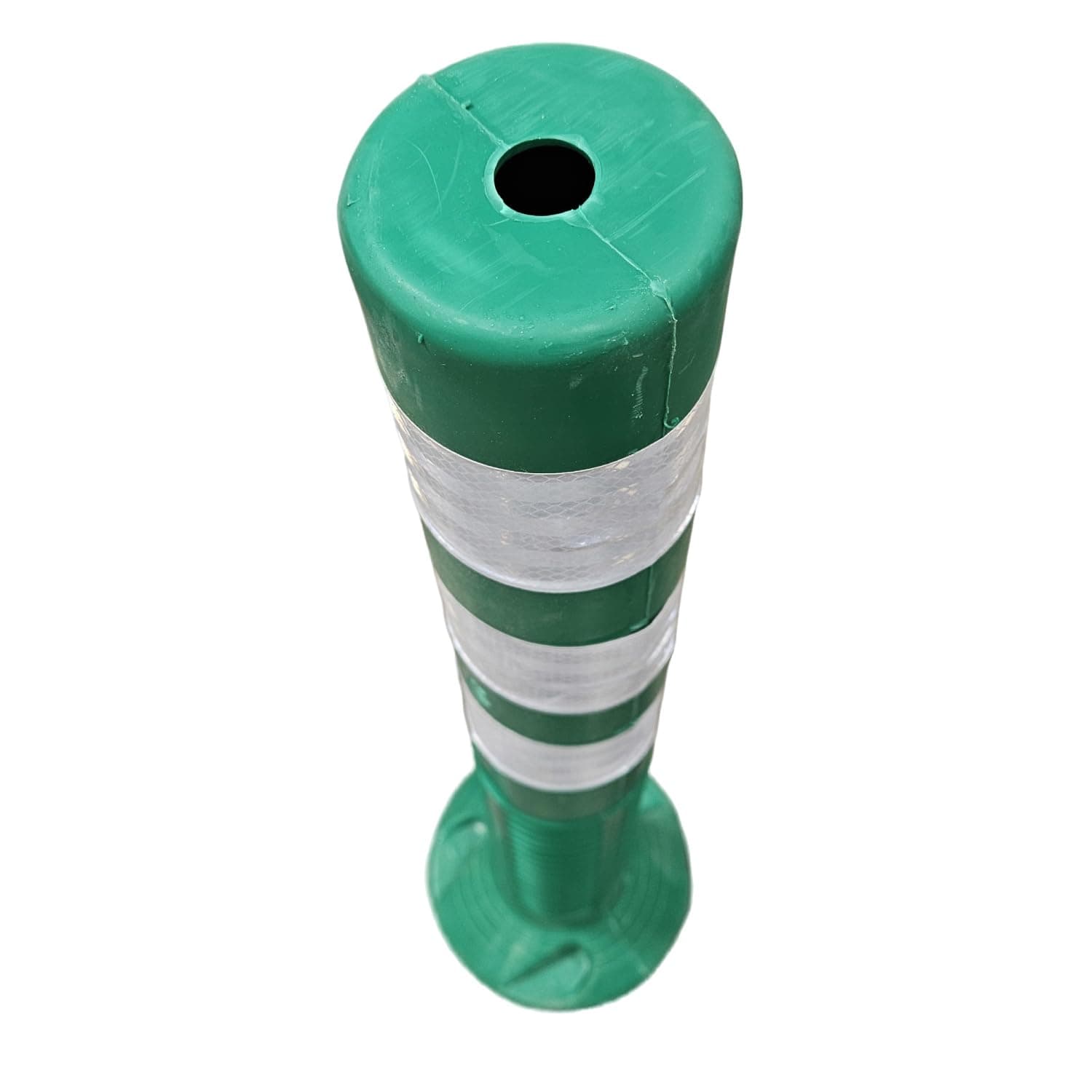 Ladwa Flexible Plastic Spring Post Green,(Pack of 1) High Grade Elastomeric Polymer Material With 3 White Reflective Tapes Easy To Install Safety T-Top Bollard Barrier Parking Block (Green). view 3