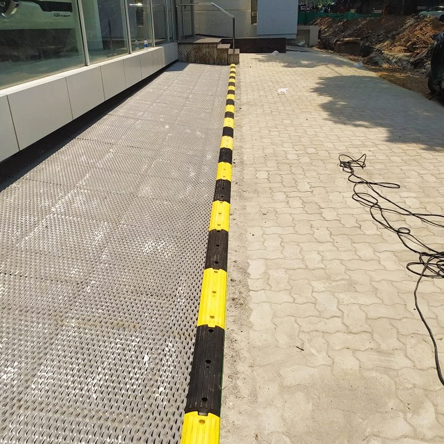 LADWA 2 Mtrs Rubber Rumblers Road Safety Speed Breaker/Speed Hump in Black & Yellow Color for High Visibility view 3