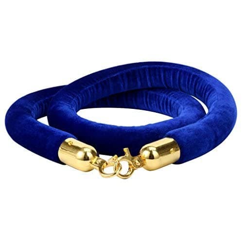 LADWA Set of 2 Silver Finish Q Please (Q Manager) with Blue Velvet Rope for Ensuring Social Distancing, Queue Manager with 1.5m Rope, Barricade, Stanchions (Set of 2 Pillar and 1 Rope) view 2