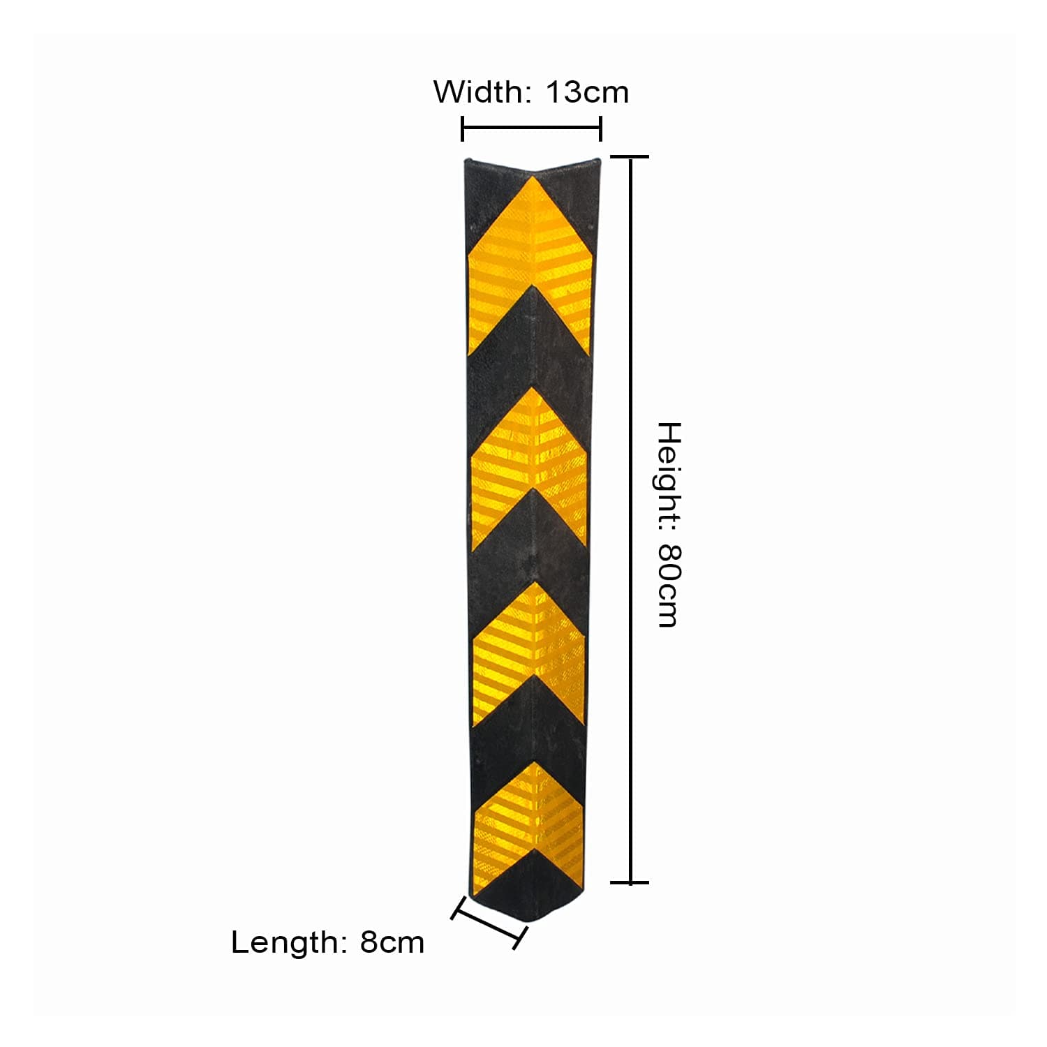 LADWA 800mm, 8 Pieces Parking Safety Pillar Guard, Rubber Corner L Shaped Guard with Yellow Reflective Tapes for High Visibility