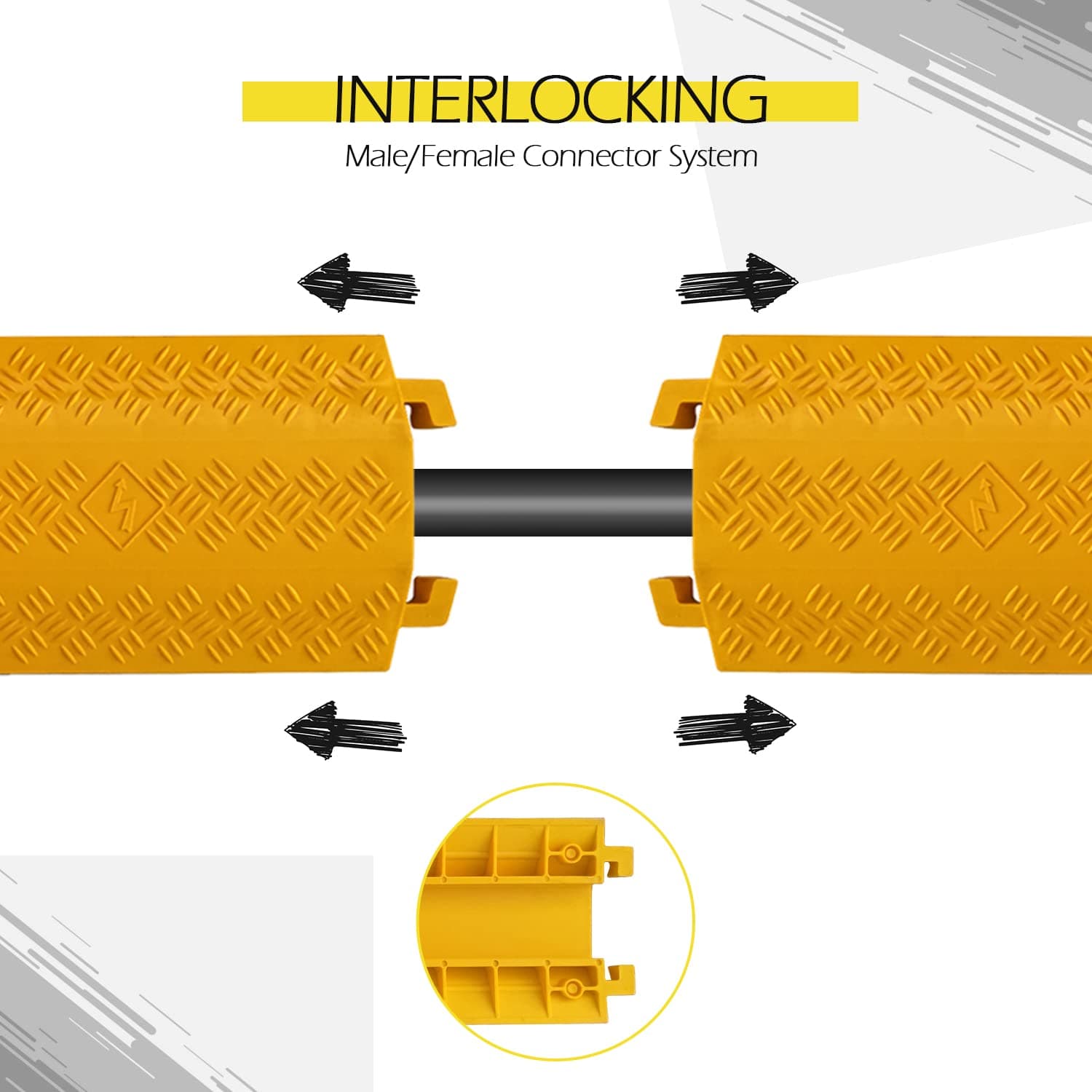 Ladwa Heavy Duty Rubber Cable Protector Bump/Hump Speed Breaker Heavy Duty Hose Cable Track Protector Protective Cover Wires Concealer Floor Cord Cover Cord Protector Yellow Big Pack of - 1 view 4
