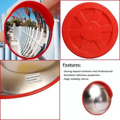 LADWA Parking Safety Convex Mirror with Adjustable Fixing Bracket (Orange, Diameter 18 Inches / 45 CM) Pack of 1. view 2