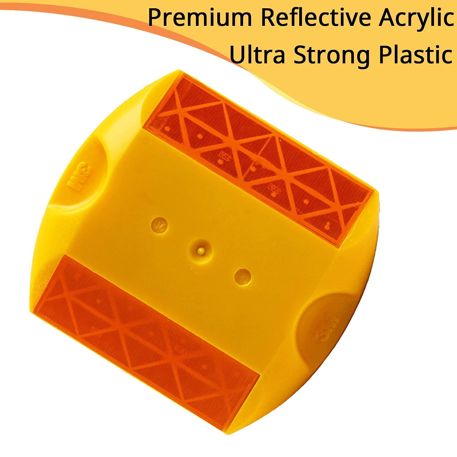 LADWA 3M 5 Pieces Yellow Road Studs/Reflectors (10cm x 9cm), Great Reflecting for Speed Bumps, Sidewalks, Pedestrian Crossings, Freeways & Driveways (Yellow) view 5