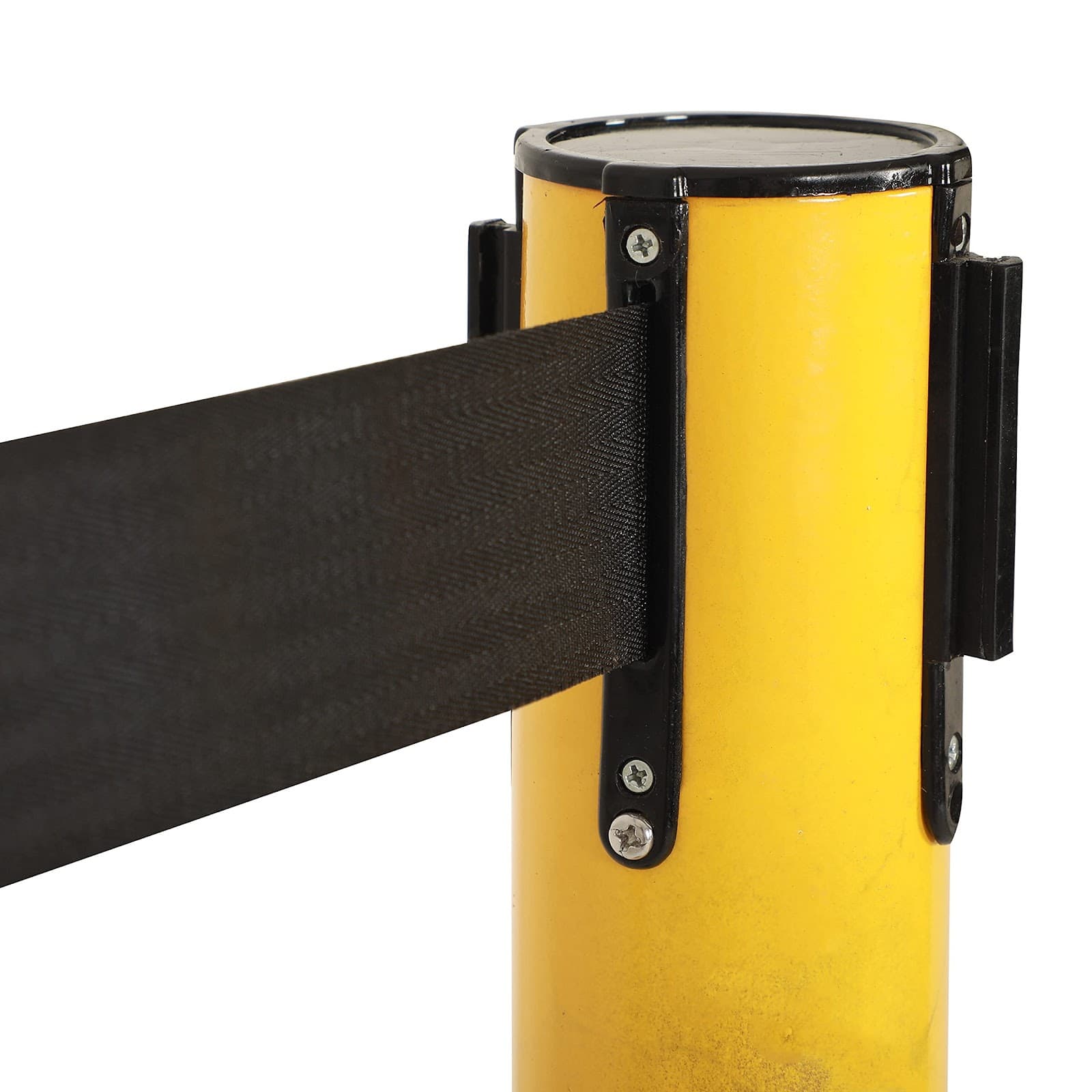 LADWA Set of 2 Q Please (Q Manager), 202 Grade Extendable 2.25 mtr Hook Type Stanchions Barrier Accessories Steel Barricade, Que Manager - Yellow view 4