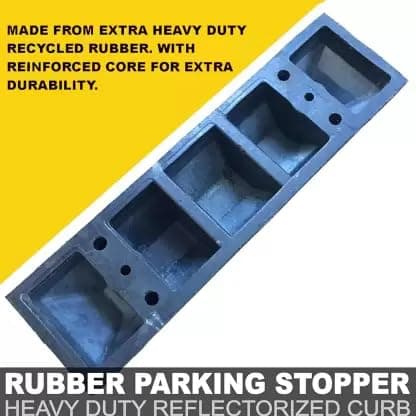 LADWA 500 mm Length X 120mm Height, Pack of 6 Rubberised Car Wheel Parking Stopper for Garage Floor and Stops The Tires, Rubber Parking Curbs Protect Vehicle Bumpers with Reflective Yellow Tape Curb view 4