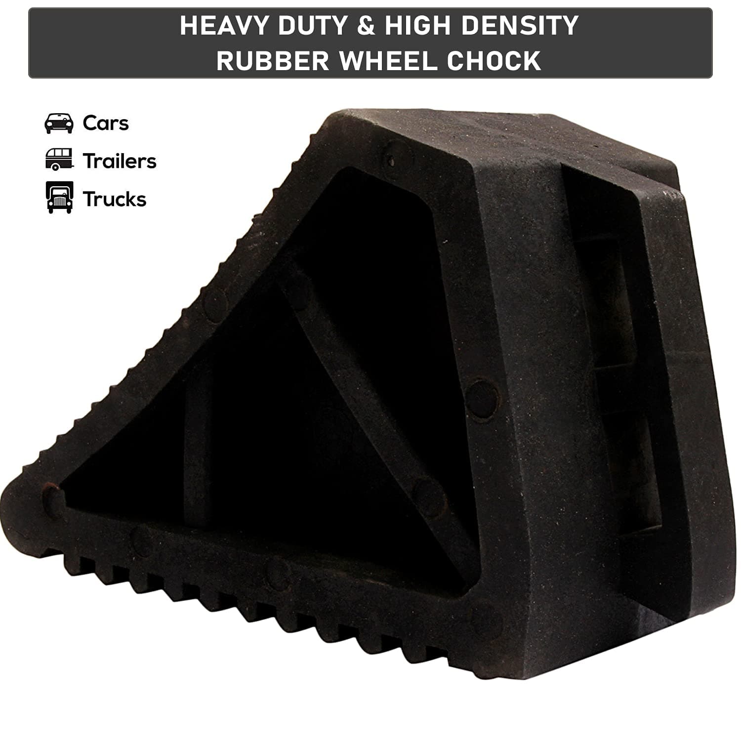 LADWA Rubber Wheel Chock Wheel Stopper Movable Heavy Duty Solid Rubber for Prevents Vehicles from Rolling During Maintenance or Storage (Pack of 1) view 2