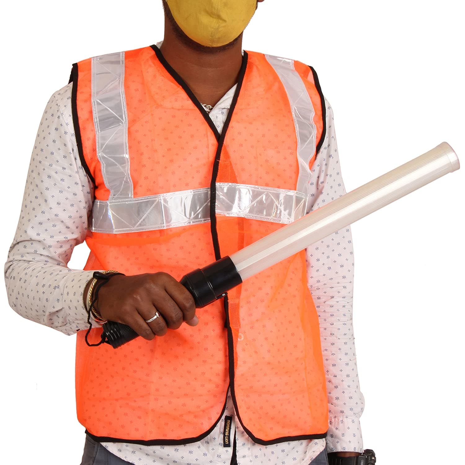 LADWA Combo 3 Pcs of Reflecting Jacket, Traffic Safety Cone and Rechargeable Traffic Safety Light Stick Baton with 3 Flashing Modes - (1 X Reflective Jacket + 1 X Baton + 1 X Traffic Safety Cone) view 3