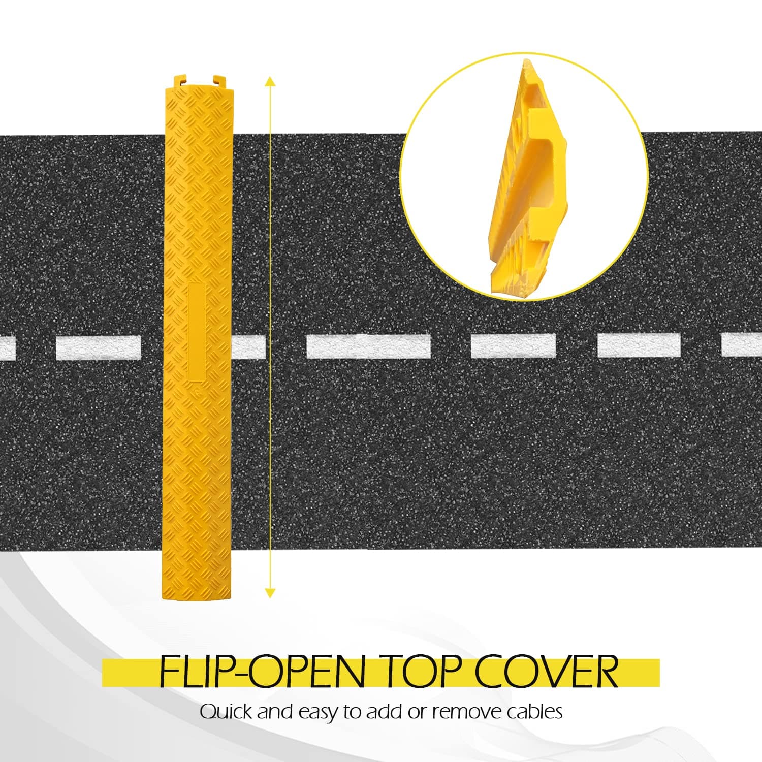 Ladwa Heavy Duty Rubber Cable Protector Bump/Hump Speed Breaker Heavy Duty Hose Cable Track Protector Protective Cover Wires Concealer Floor Cord Cover Cord Protector Yellow Smal (l Packof - 7) view 3