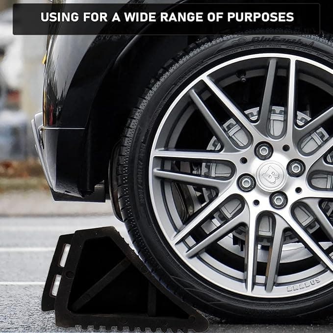 LADWA Rubber Wheel Chock Wheel Stopper Movable Heavy Duty Solid Rubber for Prevents Vehicles from Rolling During Maintenance or Storage (Pack of 8) view 4