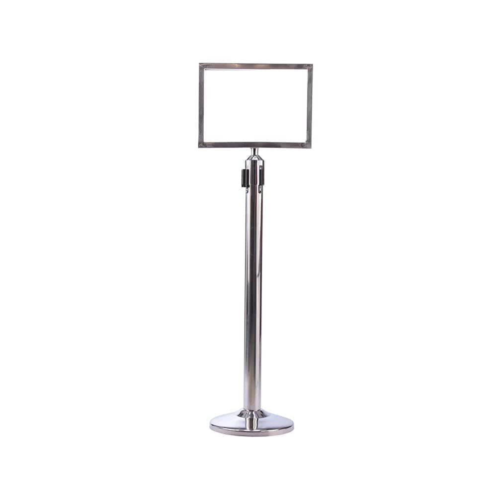 LADWA Set of 2 Q Please (Q Manager), 202 Grade Extendable 2.25 mtr Hook Type Stanchions Barrier Accessories Steel Barricade, Que Manager with A3 Sign Plate - Black Tape view 3