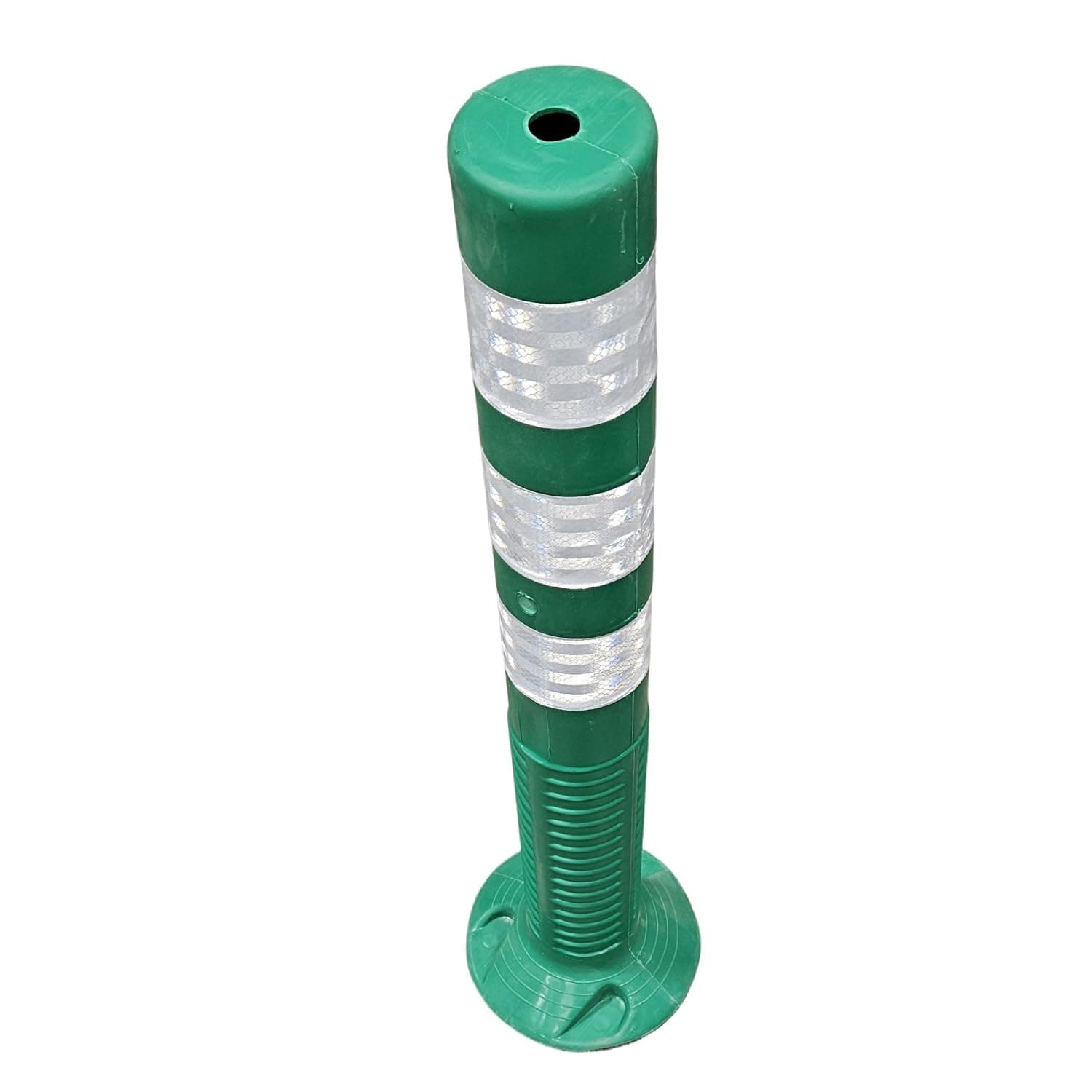 Ladwa Flexible Plastic Spring Post Green,(Pack of 1) High Grade Elastomeric Polymer Material With 3 White Reflective Tapes Easy To Install Safety T-Top Bollard Barrier Parking Block (Green).