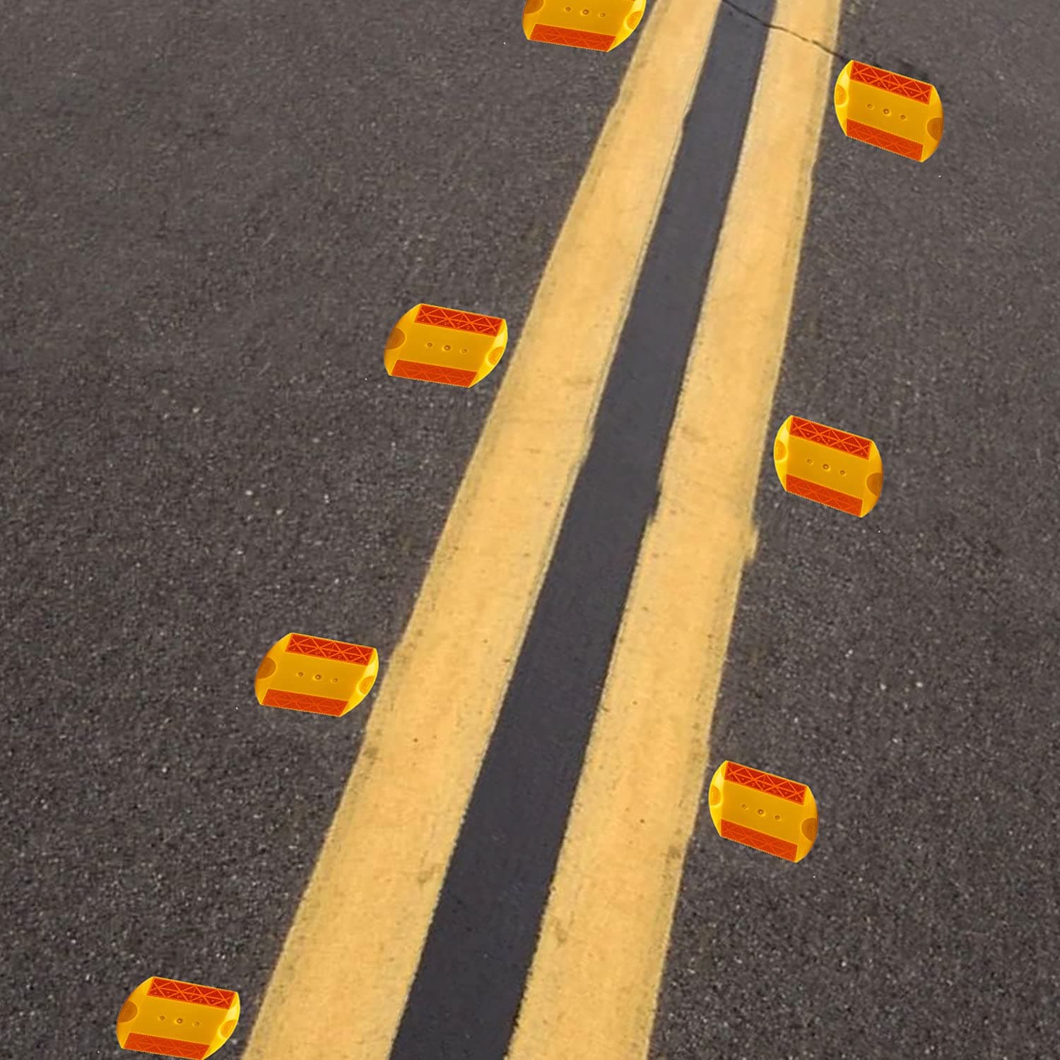 LADWA 3M 10 Pieces Yellow Road Studs/Reflectors (10cm x 9cm), Great Reflecting for Speed Bumps, Sidewalks, Pedestrian Crossings, Freeways & Driveways (Yellow) view 5