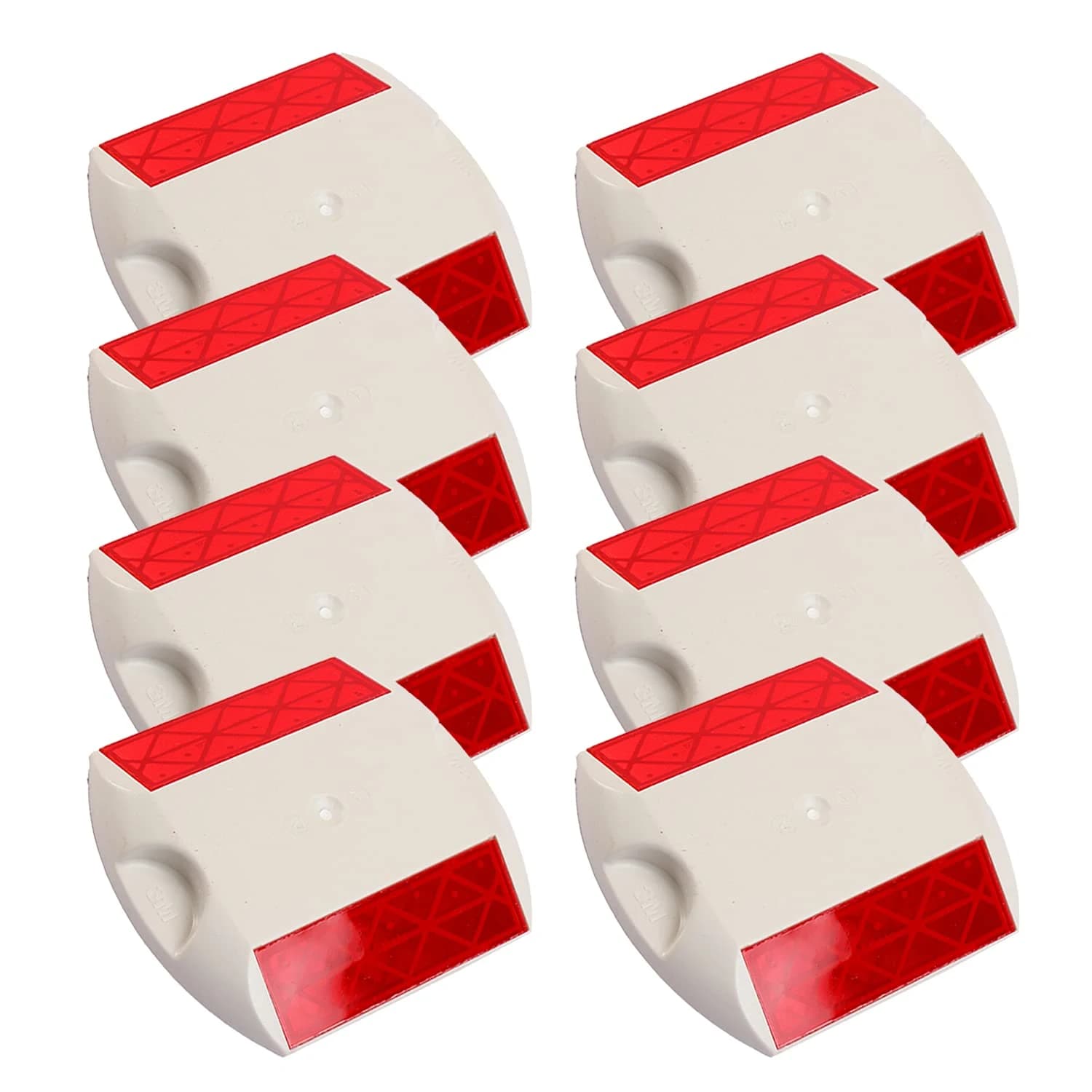 LADWA 25 Pieces White Road Studs/Reflectors (10cm x 9cm), Great Reflecting for Speed Bumps, Sidewalks, Pedestrian Crossings, Freeways & Driveways (White)
