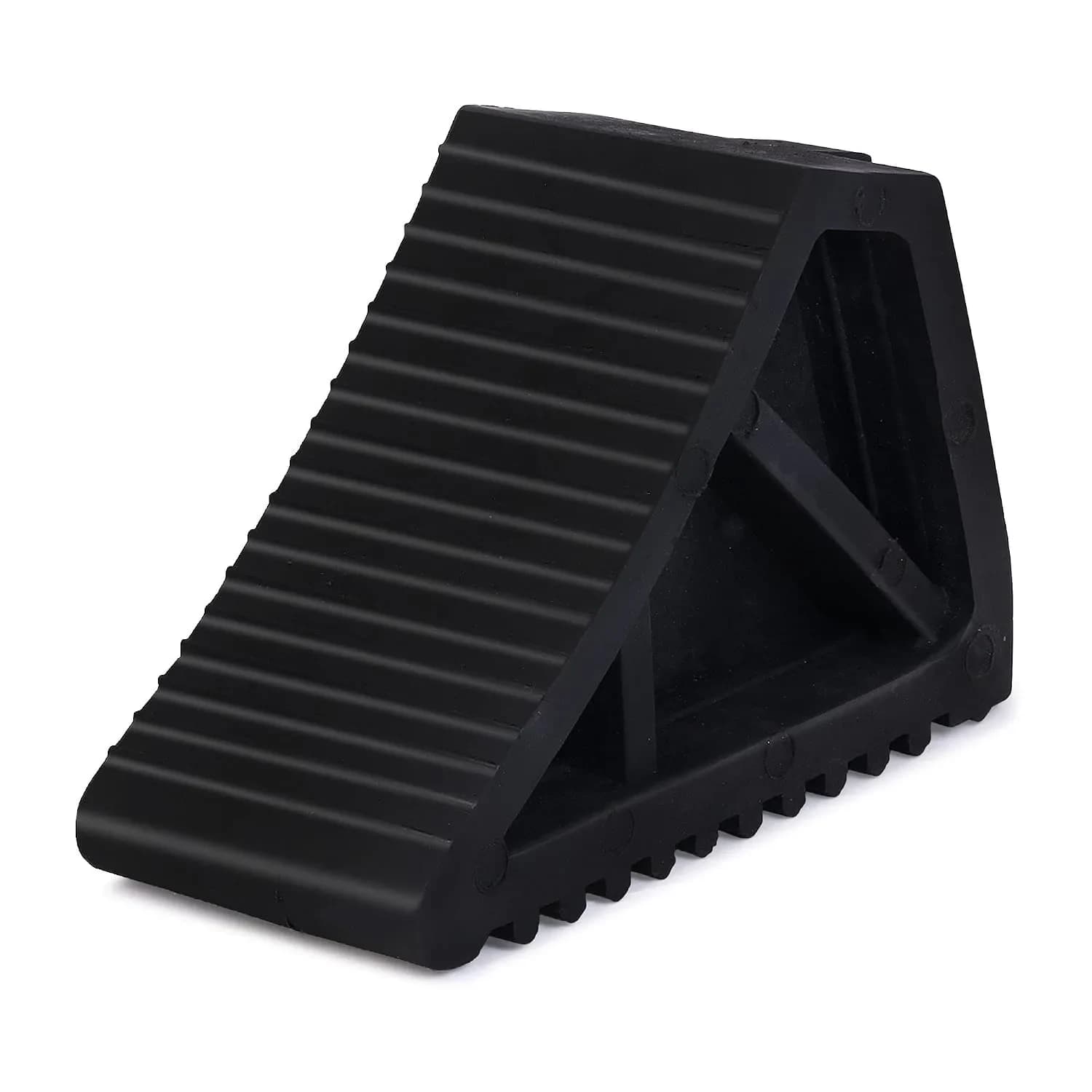 LADWA Rubber Wheel Chock Wheel Stopper Movable Heavy Duty Solid Rubber for Prevents Vehicles from Rolling During Maintenance or Storage (Pack of 1)